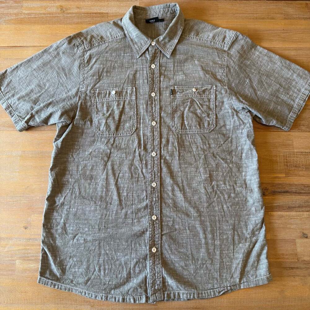 Kavu Gray Short Sleeve Button Up Shirt Size XL